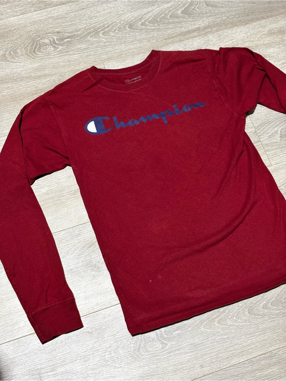 Champion Long Sleeve T-Shirt Script Logo Graphic Tee